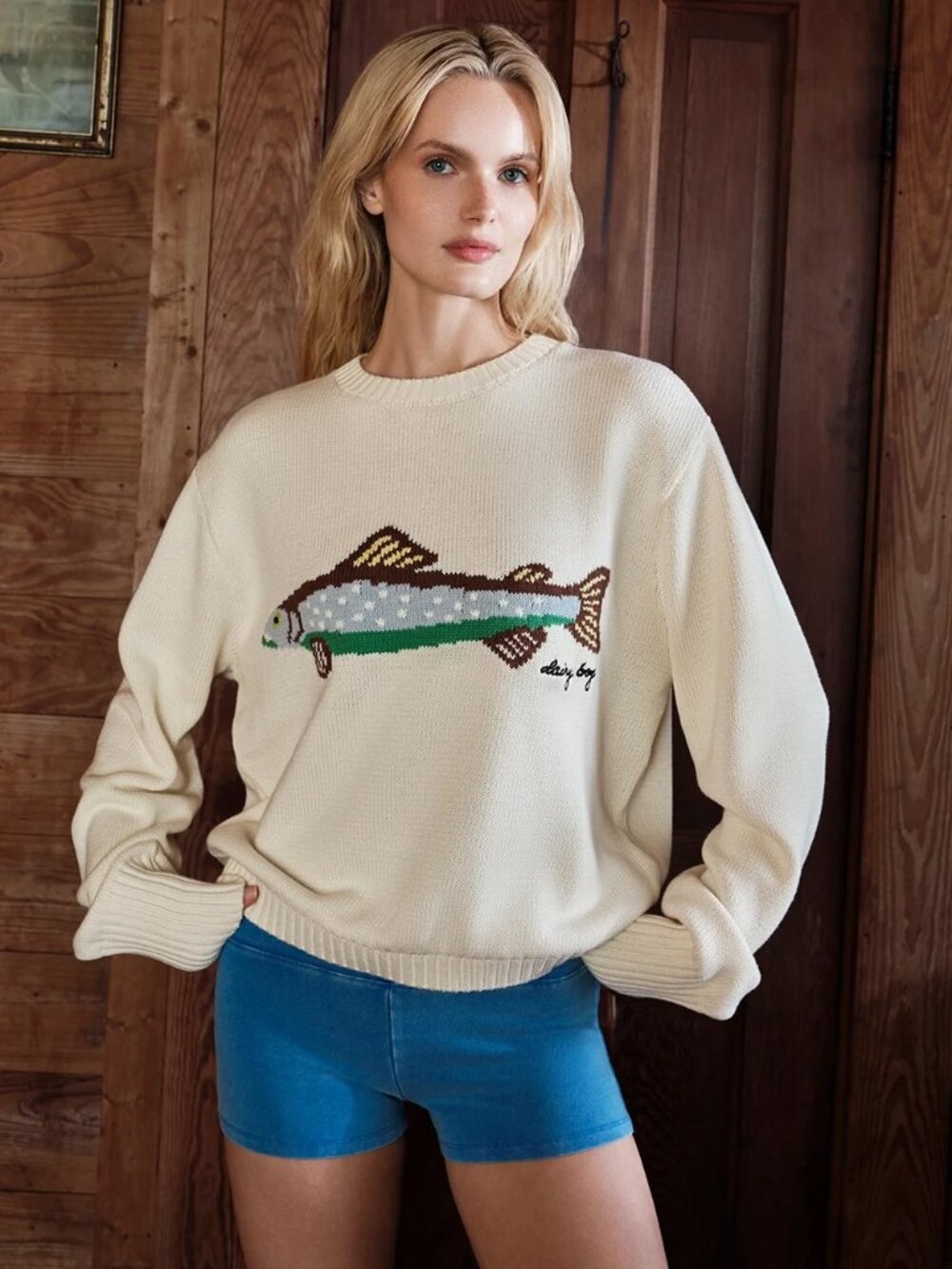 Dairy Boy The Fisherman's Daughter Sweater in Oyster, Size Small